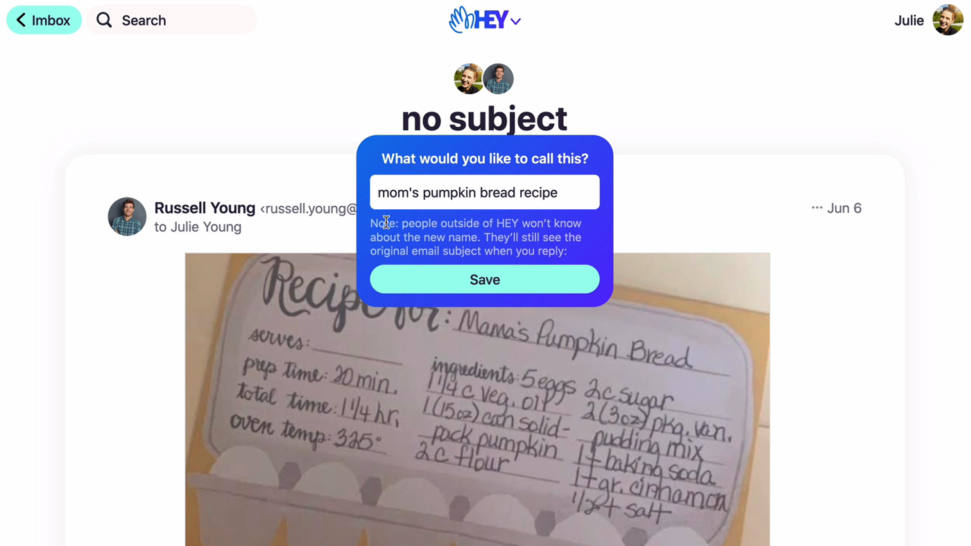 Rename subject popover