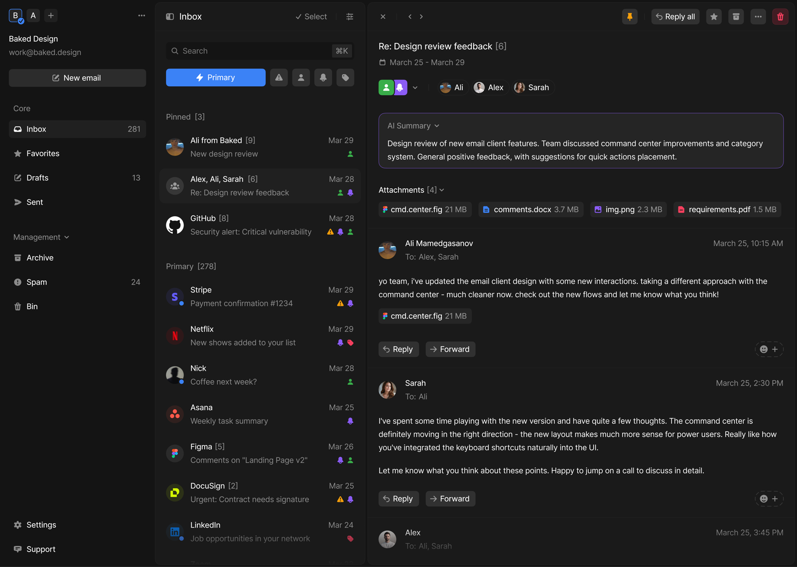 Zero inbox and thread