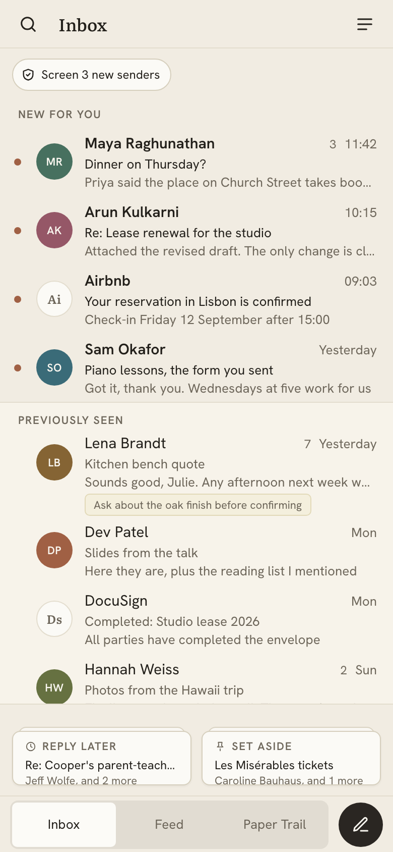 The Inbox on an iPhone