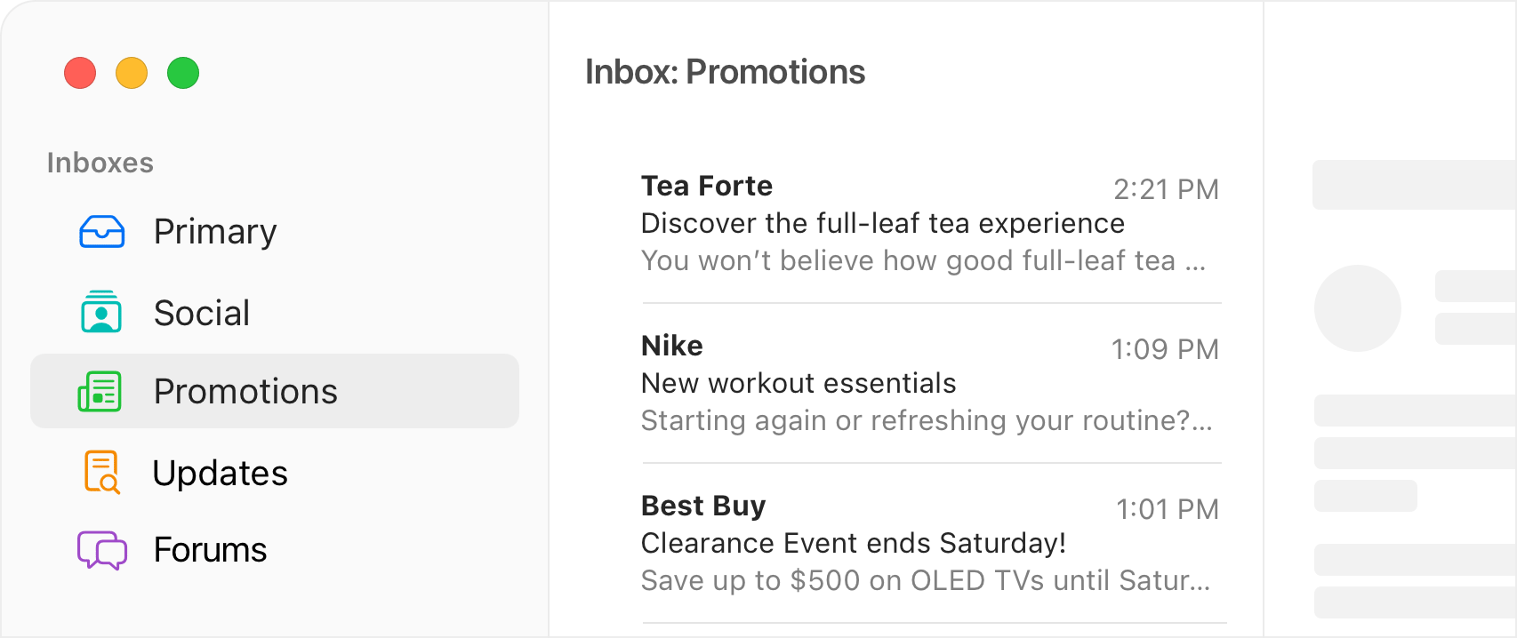 Mimestream category inboxes