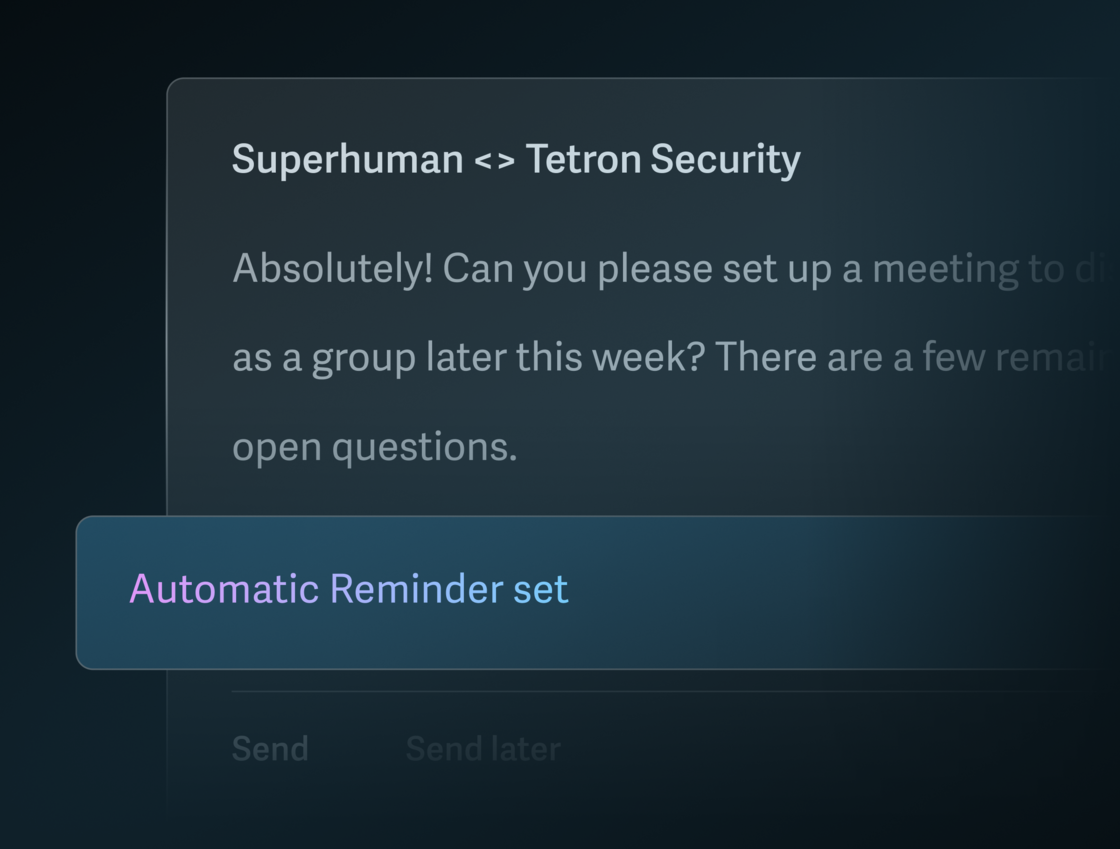 Automatic Reminder set confirmation in dark mode, from the changelog