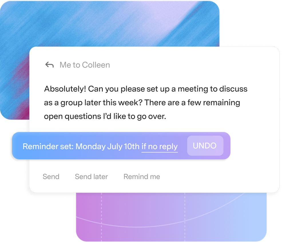 Compose footer after setting a follow-up reminder on an outgoing reply