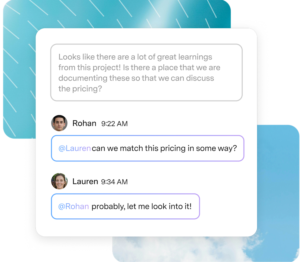 Team Comments with @mentions under an external email