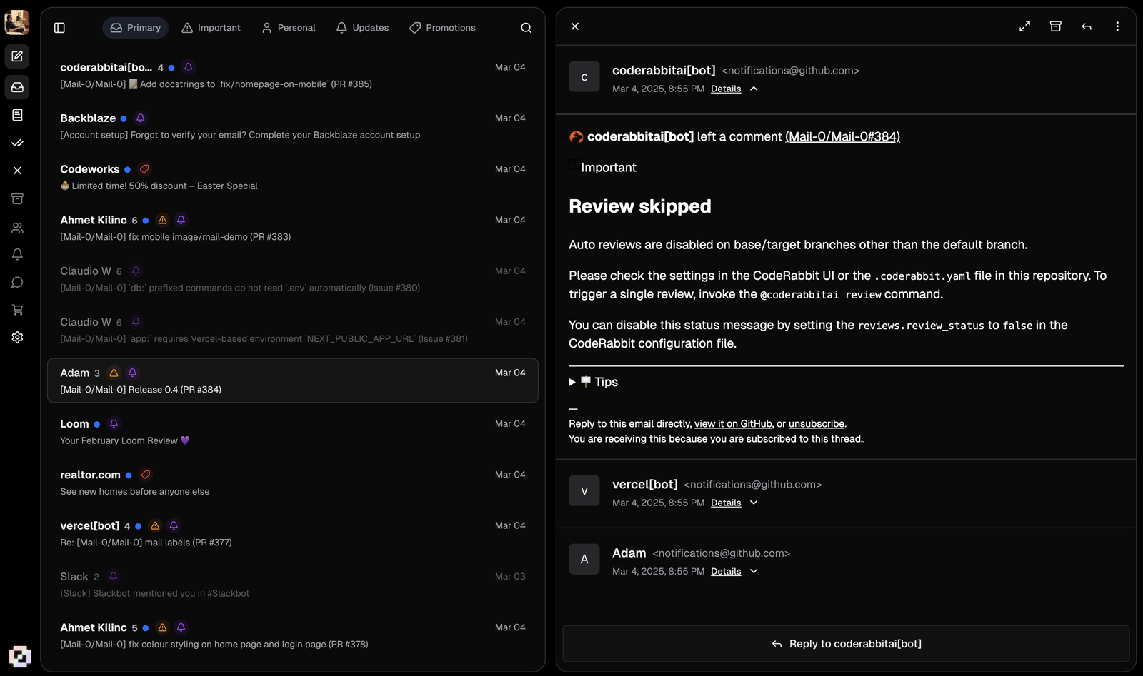 Zero category tabs