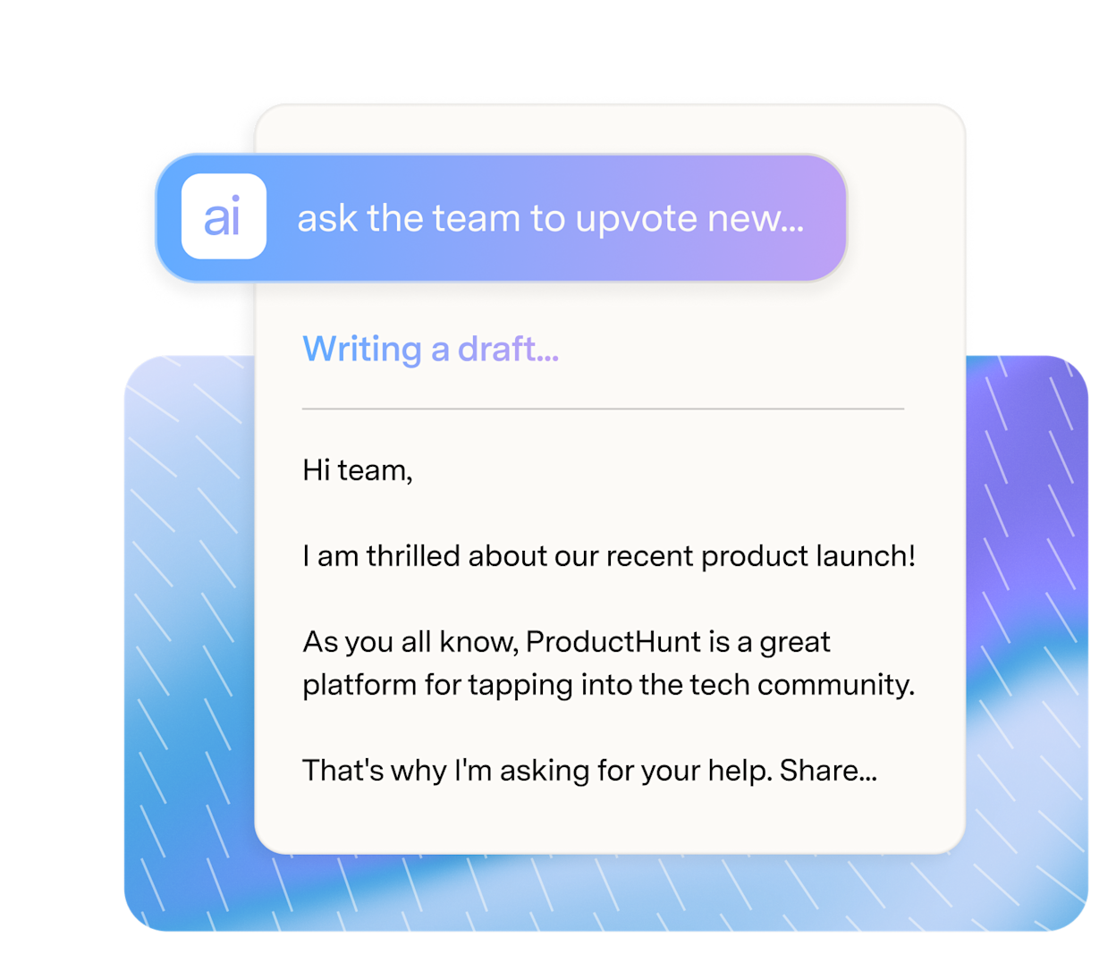 Write with AI turning a one-line prompt into a draft