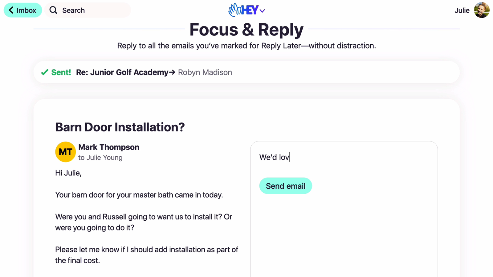 Focus & Reply page