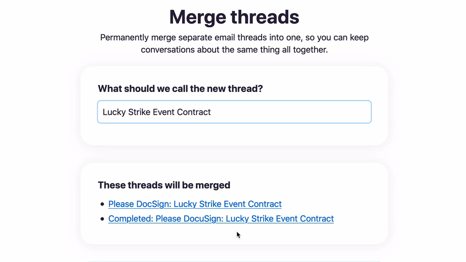 Merge threads dialog