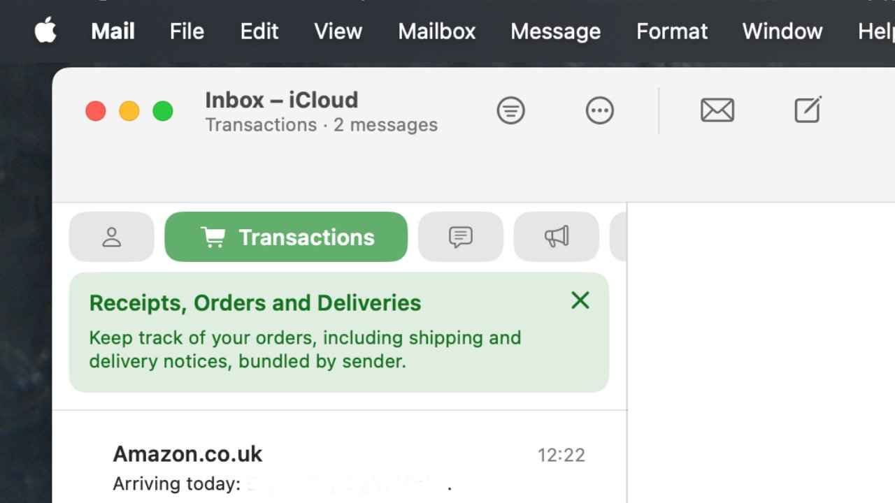 Apple Mail Transactions on macOS