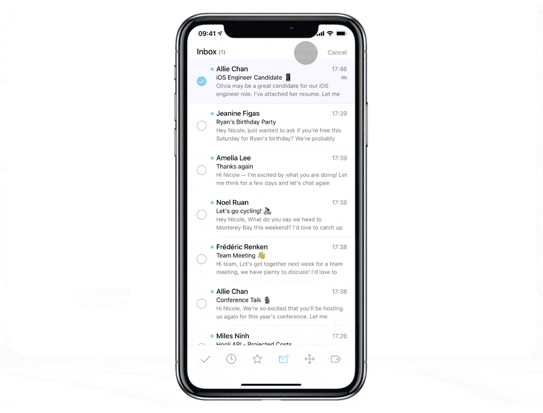 iOS multi-select with the bottom action bar