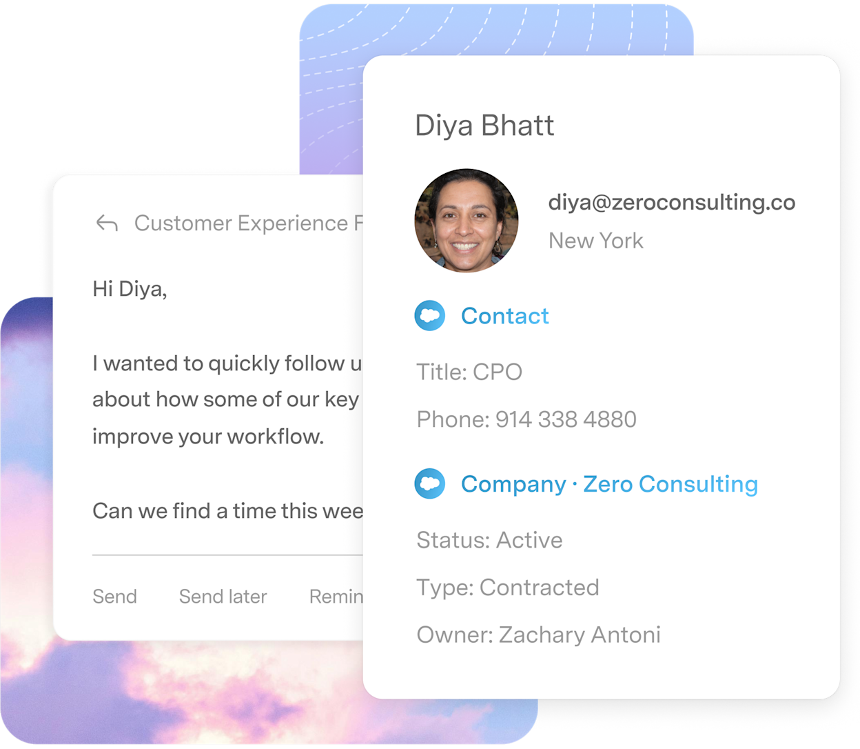Salesforce contact and company data in the sidebar